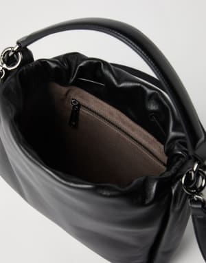 Small Soft Leather Mellow Bucket bag Black Woman - Brunello Cucinelli