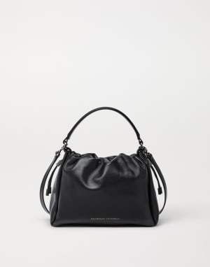 Small Soft Leather Mellow Bucket bag Black Woman - Brunello Cucinelli