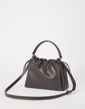 Small Soft Leather Mellow Bucket bag Brown Woman - Brunello Cucinelli