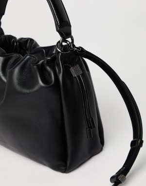 Small Soft Leather Mellow Bucket bag Black Woman - Brunello Cucinelli