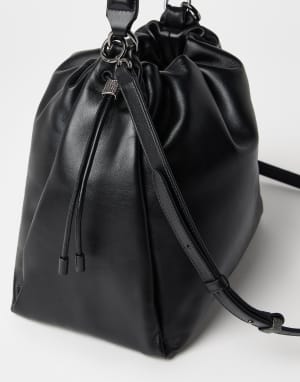 Soft leather Mellow Bucket bag Black Woman - Brunello Cucinelli