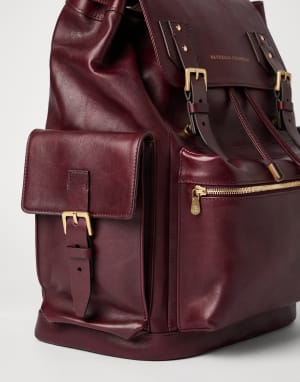 小牛皮双肩包 深紫红色 男款 - Brunello Cucinelli