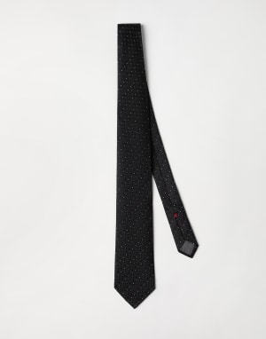 Necktie with pattern Anthracite Man - Brunello Cucinelli