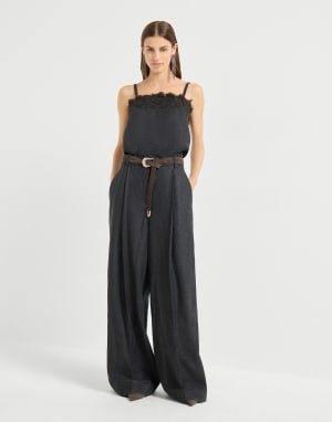 Flannel jumpsuit Dark Grey Woman - Brunello Cucinelli
