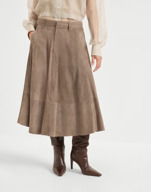 Suede circle skirt Mud Woman - Brunello Cucinelli