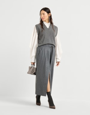 Jupe Sartorial Wrap Gris Foncé Femme - Brunello Cucinelli
