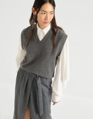 Жилет из кашемирового трикотажа Свинцовый Женщина - Brunello Cucinelli