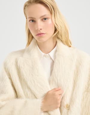 羊驼毛外套大衣 巴拿马色 女款 - Brunello Cucinelli