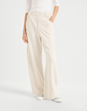 Smooth French terry trousers Milk Woman - Brunello Cucinelli
