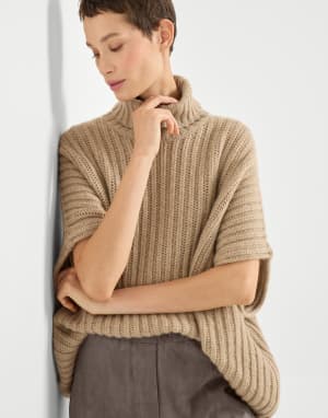 Pullover im Poncho-Stil Biskuit Damen - Brunello Cucinelli