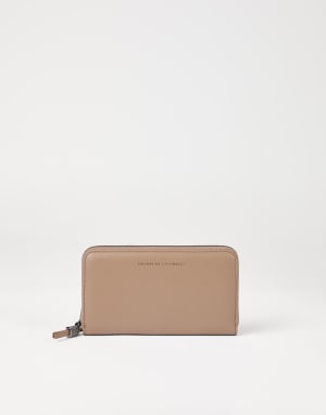 Calfskin wallet with monili Hazelnut Woman - Brunello Cucinelli