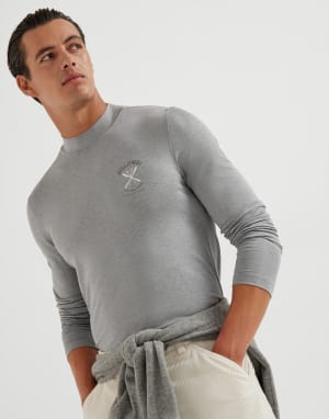 T-shirt con ricamo Grigio Medio Uomo - Brunello Cucinelli