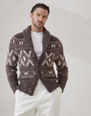 Cardigan with metal buttons Brown Man - Brunello Cucinelli