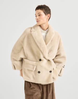 Shearling reversible outerwear Ivory Woman - Brunello Cucinelli