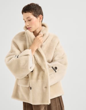 Shearling reversible outerwear Ivory Woman - Brunello Cucinelli