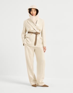 Dazzling chevron trousers Buff Woman - Brunello Cucinelli
