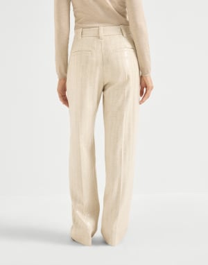 Dazzling chevron trousers Buff Woman - Brunello Cucinelli