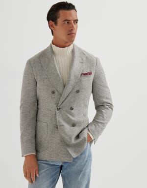 Prince of Wales deconstructed blazer Light Grey Man - Brunello Cucinelli