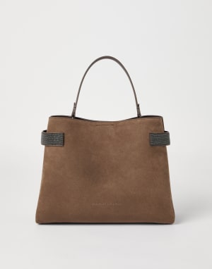 Bolso Top-Handle Essence en piel de ante Corteza Mujer - Brunello Cucinelli