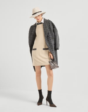 Vestido con ribetes brillantes Beige Mujer - Brunello Cucinelli