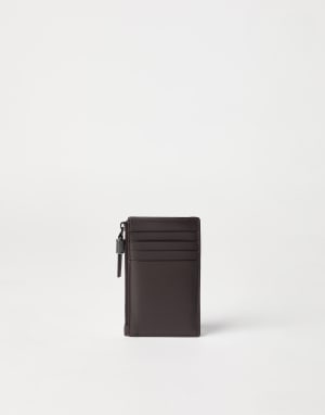 Porte-cartes en veau orné de Monile Brun Foncé Femme - Brunello Cucinelli