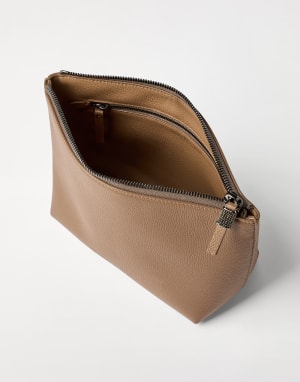 Leather pouch with monili Chocolate Woman - Brunello Cucinelli