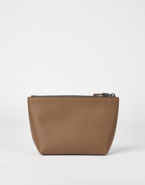 Leather pouch with monili Chocolate Woman - Brunello Cucinelli