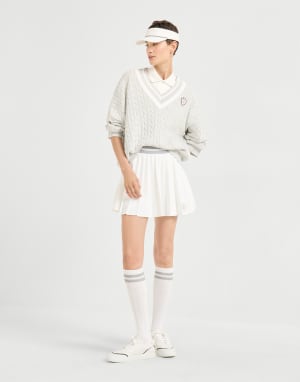 Sweater with logo Light Grey Woman - Brunello Cucinelli