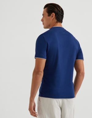 T-shirt con Faux-Layering Blu Uomo - Brunello Cucinelli