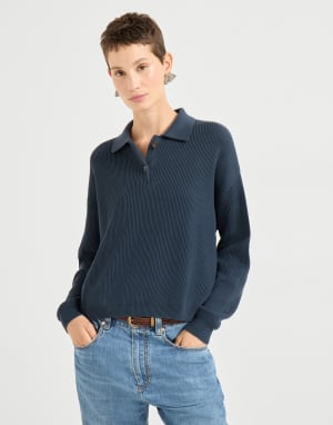 Polo-style sweater Navy Blue Woman - Brunello Cucinelli