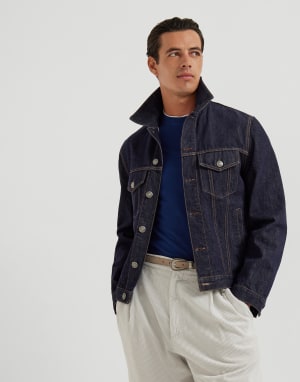 T-shirt con Faux-Layering Blu Uomo - Brunello Cucinelli