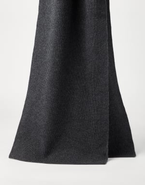Bufanda de punto de cachemir Gris Lignito Mujer - Brunello Cucinelli