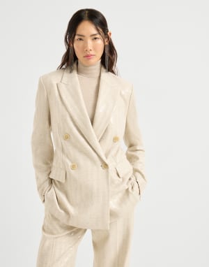 Dazzling chevron blazer Buff Woman - Brunello Cucinelli