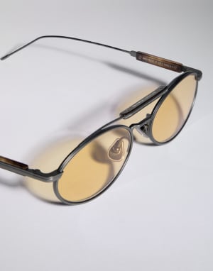 Lunettes de soleil en titane et corne Gris mat Lunettes - Brunello Cucinelli