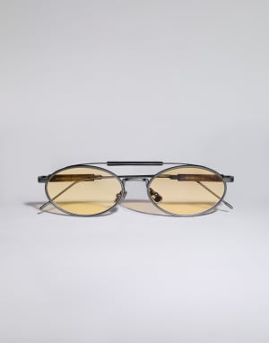 Titanium and horn sunglasses Matte Gray Eyewear - Brunello Cucinelli