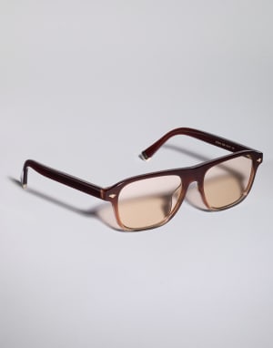 Rectangular acetate frame Brown Fade Eyewear - Brunello Cucinelli