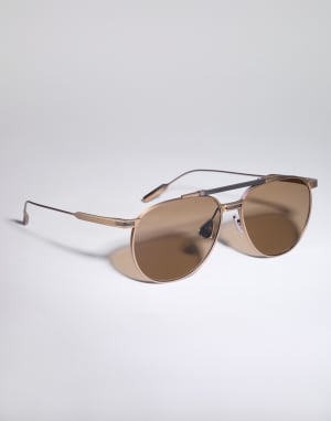 Gafas de sol aviador en titanio Oro Viejo Gafas - Brunello Cucinelli