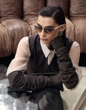 Geometric titanium sunglasses Bronze / Panama Eyewear - Brunello Cucinelli