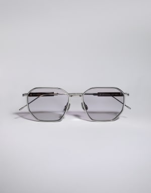 Geometric titanium and horn frame Silver Eyewear - Brunello Cucinelli