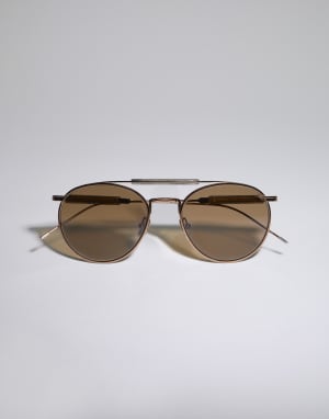 Round titanium sunglasses Rose Gold Eyewear - Brunello Cucinelli