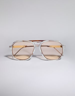 Rectangular acetate sunglasses Panama / Havana Eyewear - Brunello Cucinelli