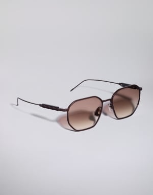 Gafas geométricas de titanio Chocolate Gafas - Brunello Cucinelli