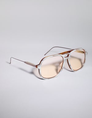 Lunettes de soleil en acétate Panama / Havane Lunettes - Brunello Cucinelli