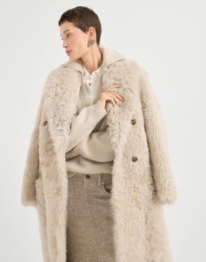 Пальто из ширлинга Soft Бежевый Женщина - Brunello Cucinelli