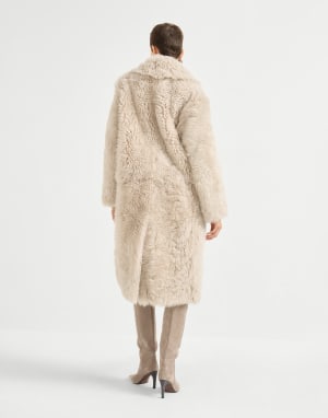 Soft shearling coat Beige Woman - Brunello Cucinelli