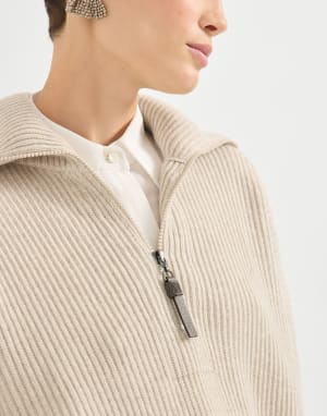 Джемпер из кашемира в английскую резинку Бежевый Женщина - Brunello Cucinelli