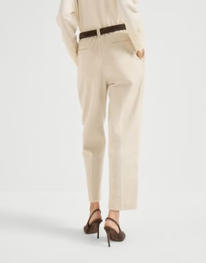 Baggy trousers with monili Cool Beige Woman - Brunello Cucinelli