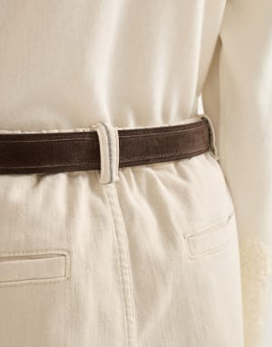Baggy trousers with monili Cool Beige Woman - Brunello Cucinelli