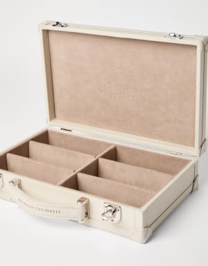 Calfskin glasses organizer Light Grey Man - Brunello Cucinelli