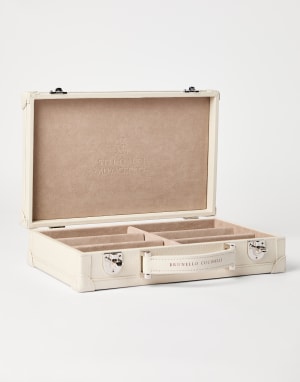 Calfskin glasses organizer Light Grey Man - Brunello Cucinelli